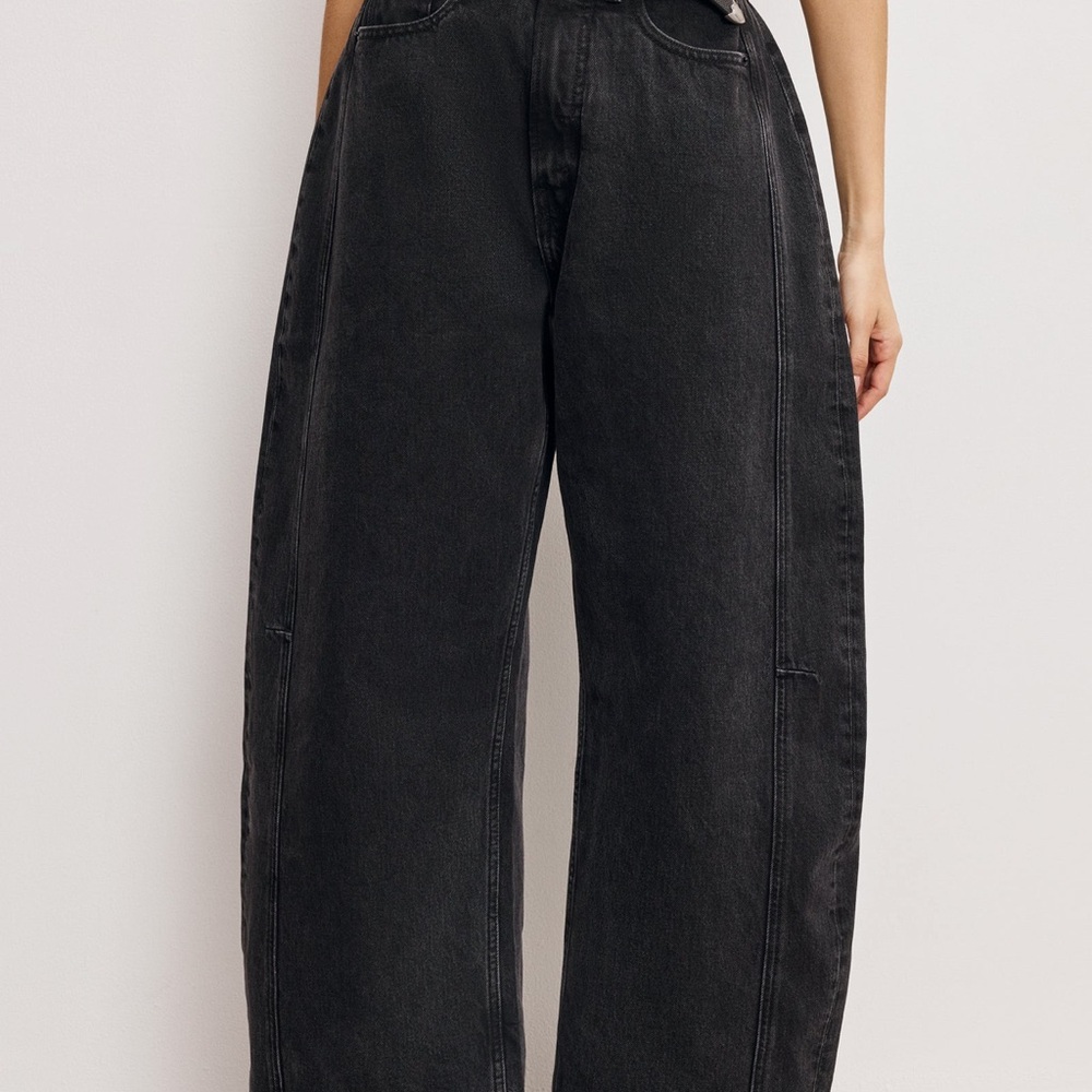 Good American Charcoal Wide-Leg Jeans